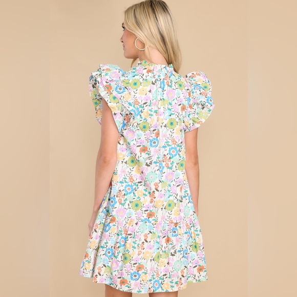 ENTRO boutique floral ruffle tiered mini dress Easter summer - Picture 4 of 10